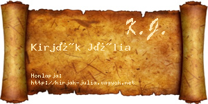 Kirják Júlia névjegykártya
